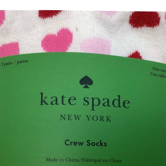 Kate Spade New York “Hearts” 3pk. Crew Socks (NWT) (Shoe Size: 4-10) - Picture 9 of 10